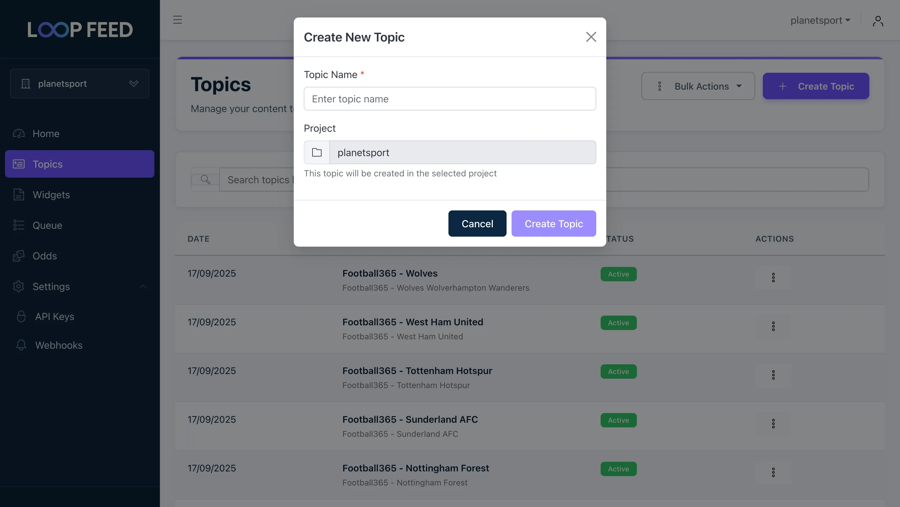 Create Topic Modal