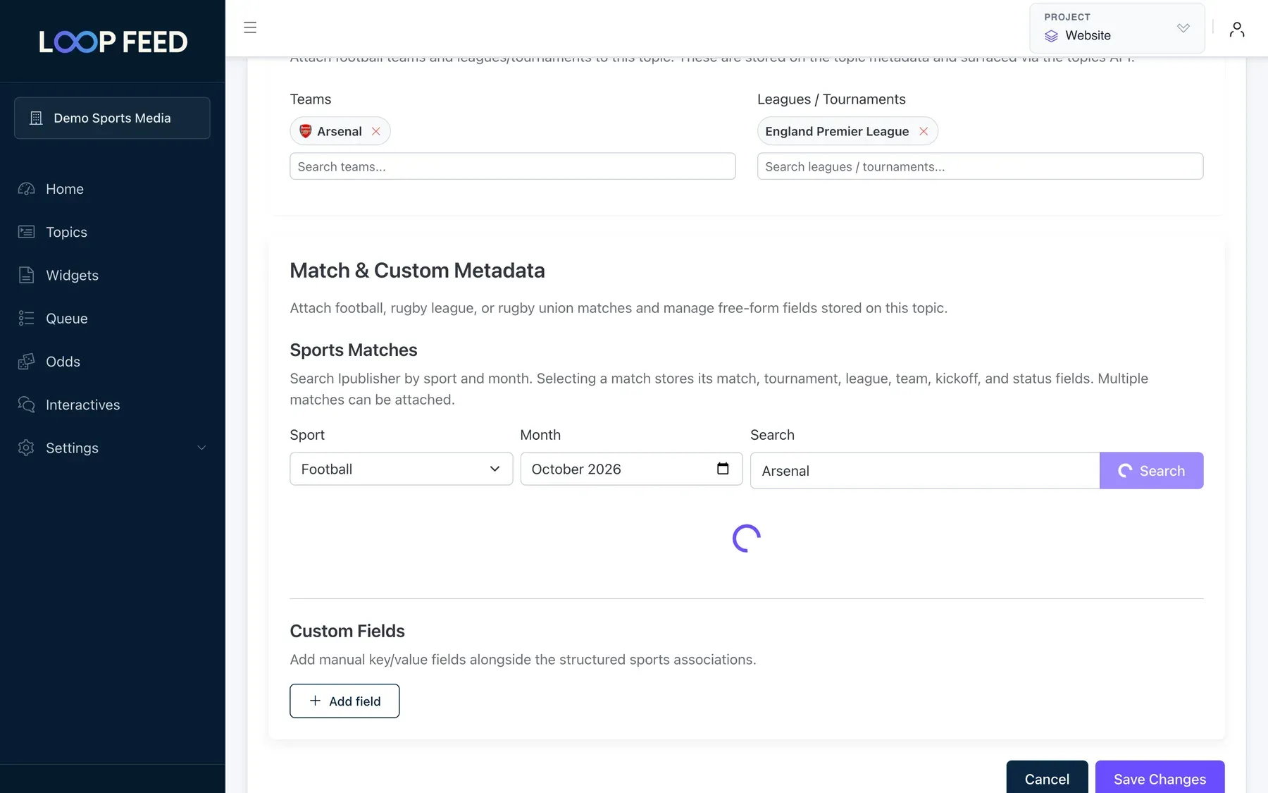 Searching for matches to attach
